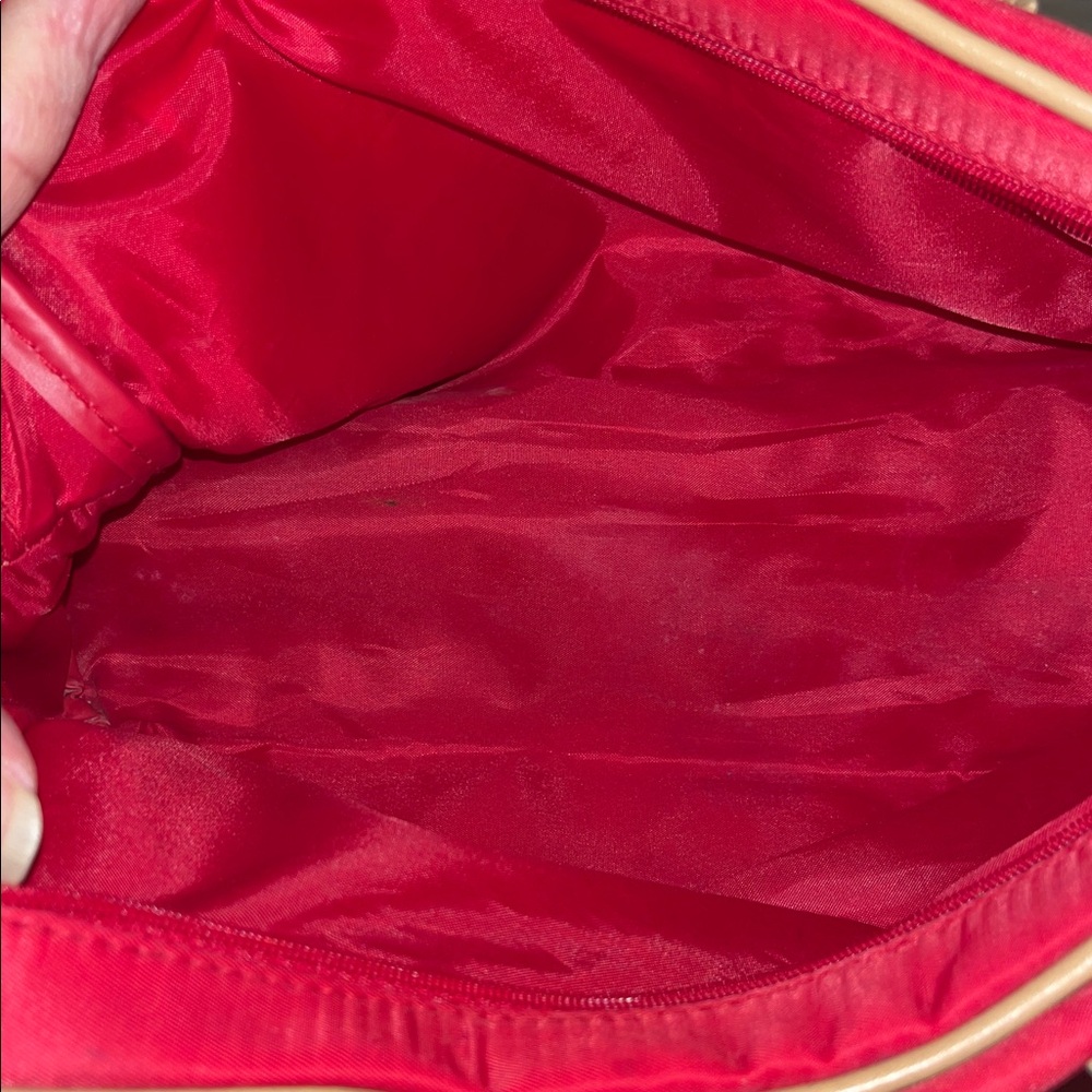 Vintage  Clarins  Red Bag with Tan Accents - Picture 6 of 8